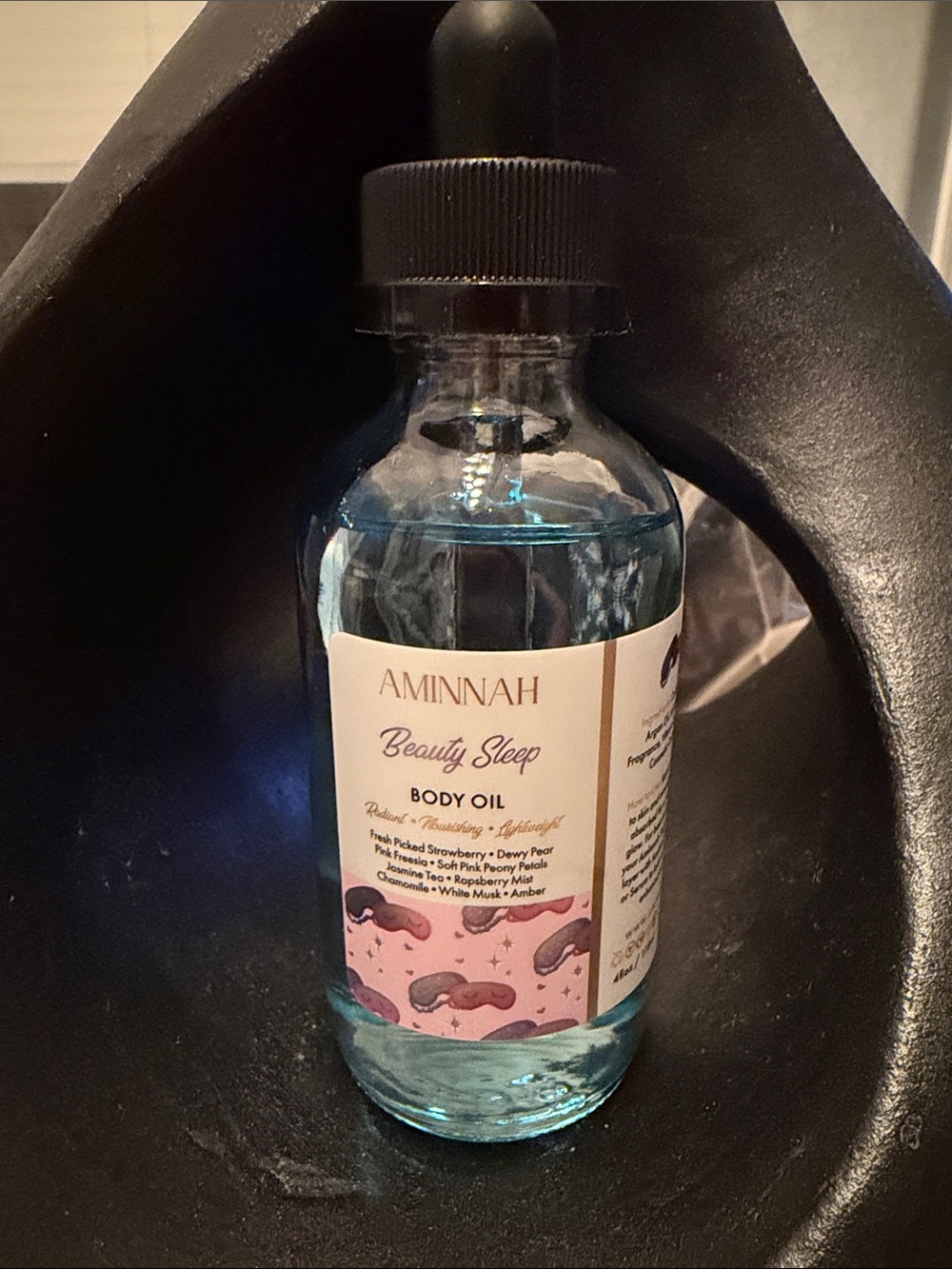 Aminnah Beauty Sleep Body Oil in Glass Bottle w/Dropper Argan& Coconut oil